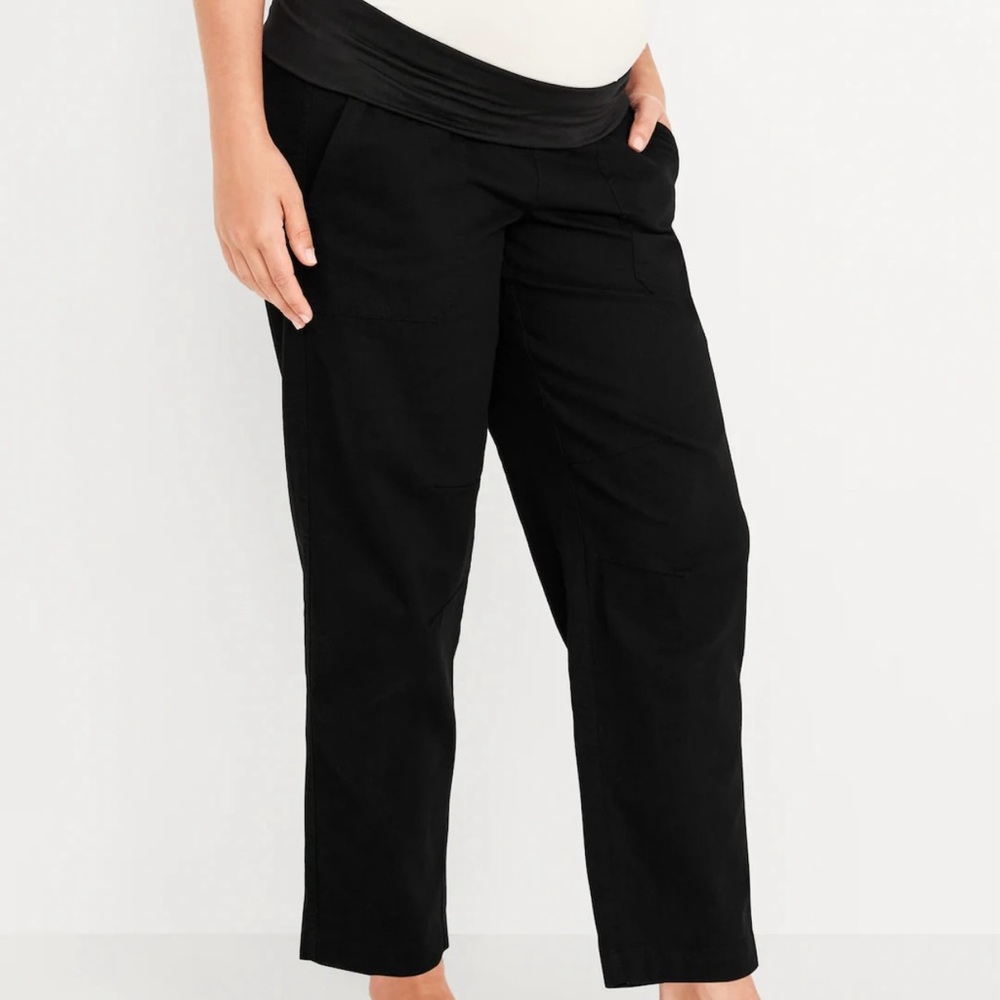Old Navy Women's Black Maternity Rollover Waist Pulla Utility Pants Medium